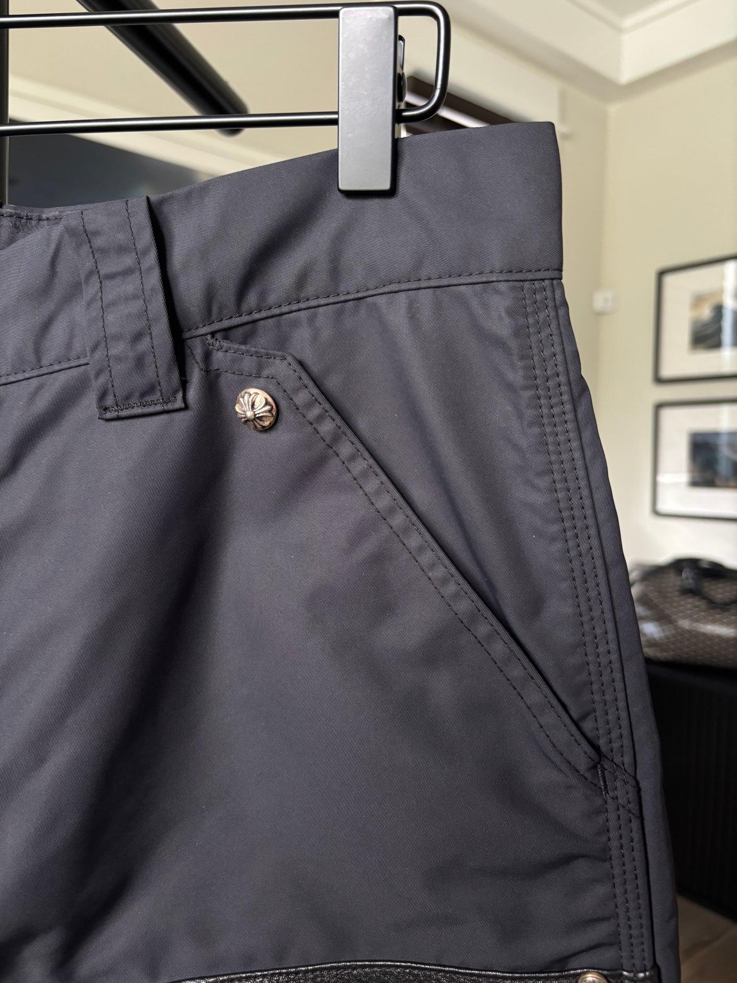 Nylon Leather Patch Carpenter Pants