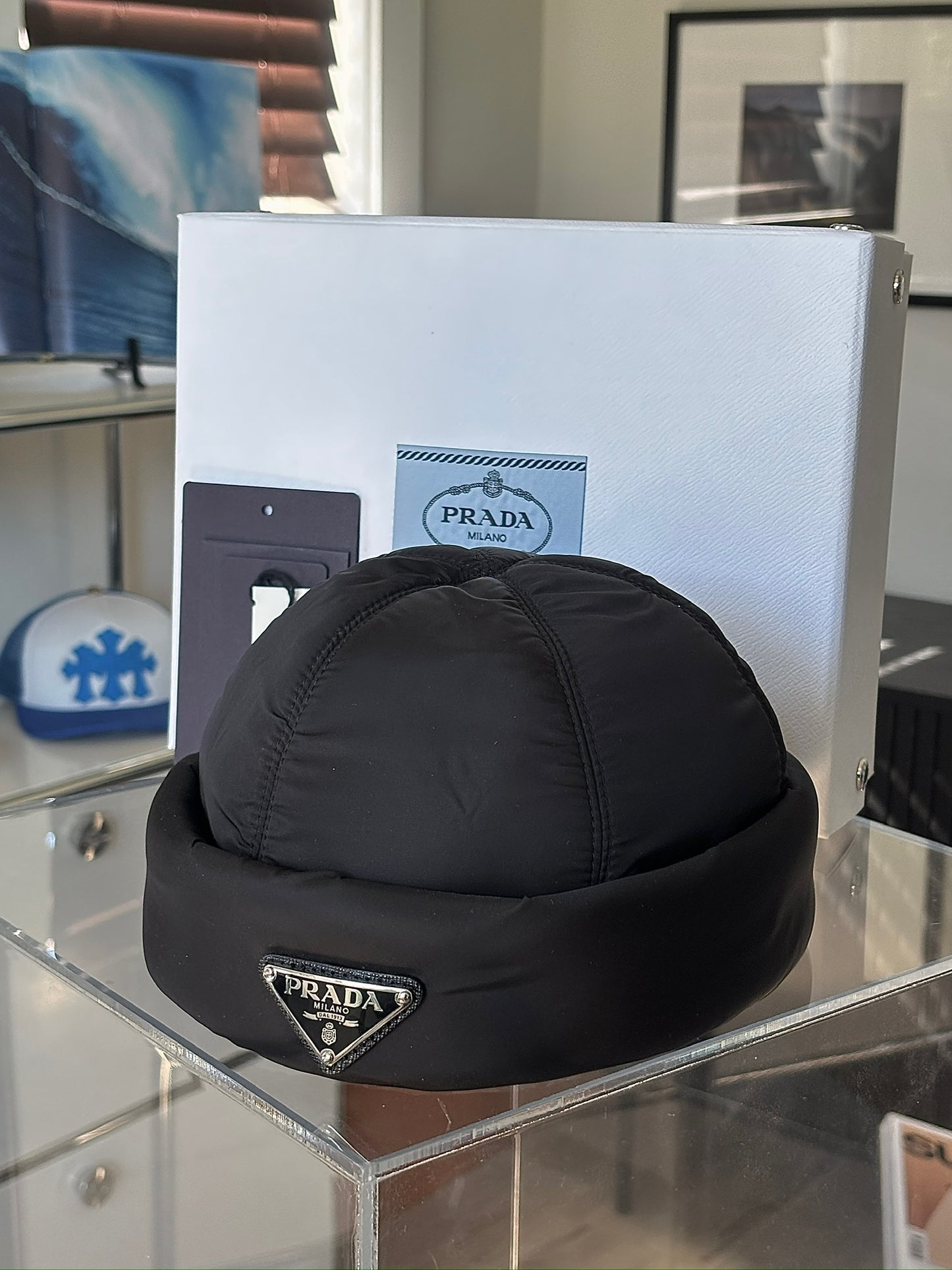 Puffer Nylon Logo Beanie Hat