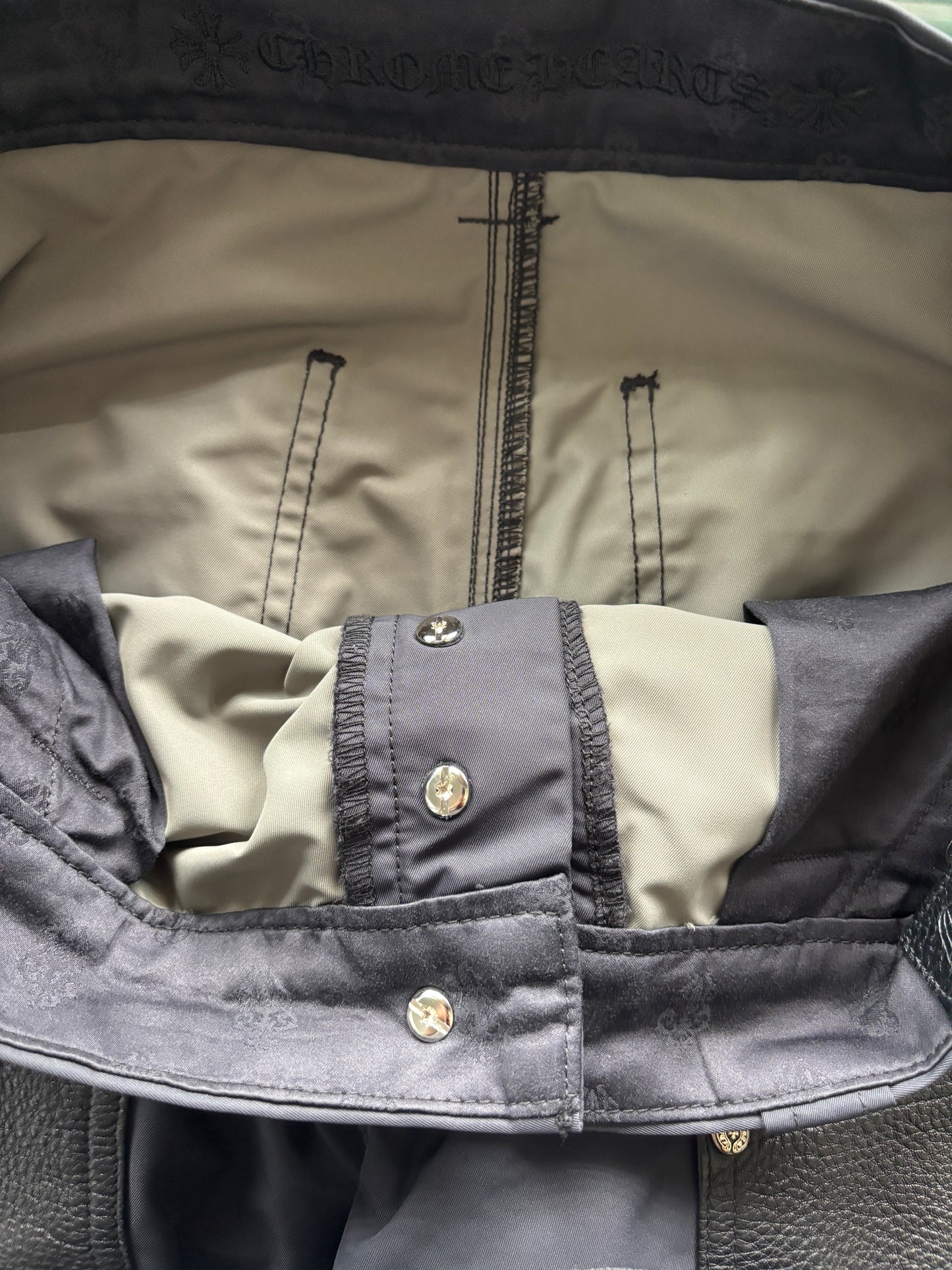 Nylon Leather Patch Carpenter Pants