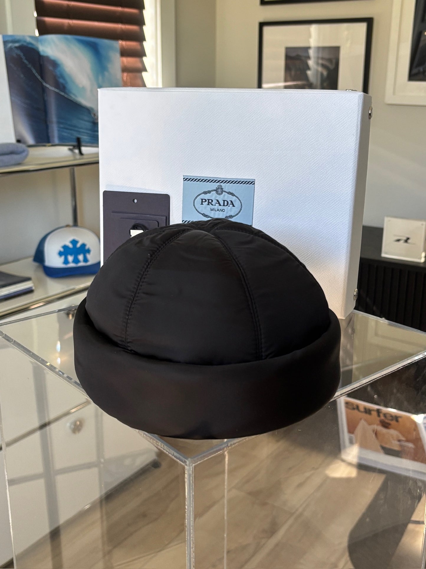 Puffer Nylon Logo Beanie Hat