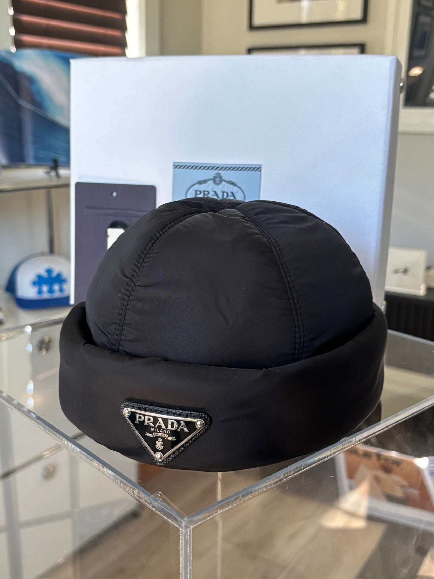 Puffer Nylon Logo Beanie Hat