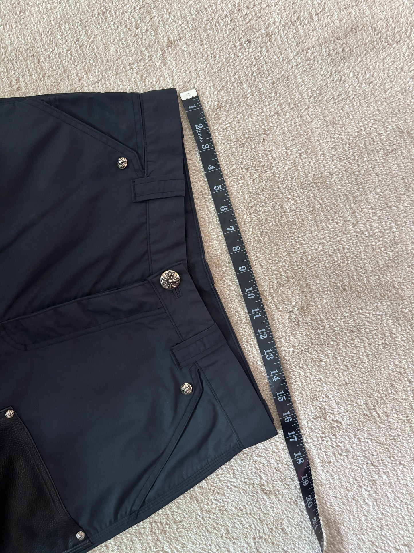 Nylon Leather Patch Carpenter Pants