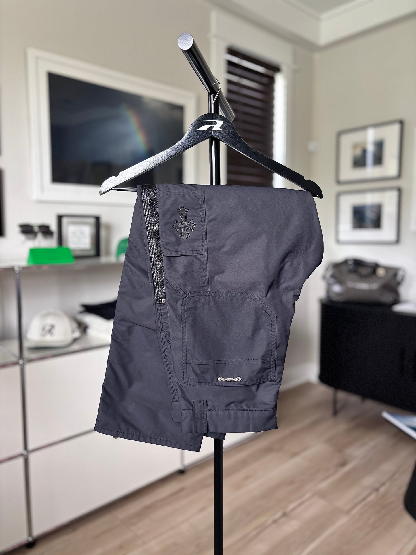 Nylon Leather Patch Carpenter Pants