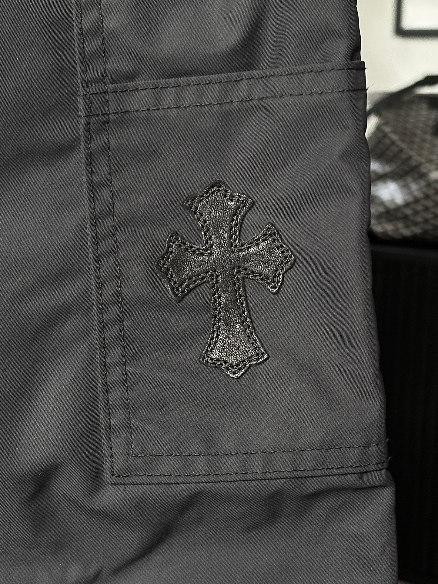 Nylon Leather Patch Carpenter Pants
