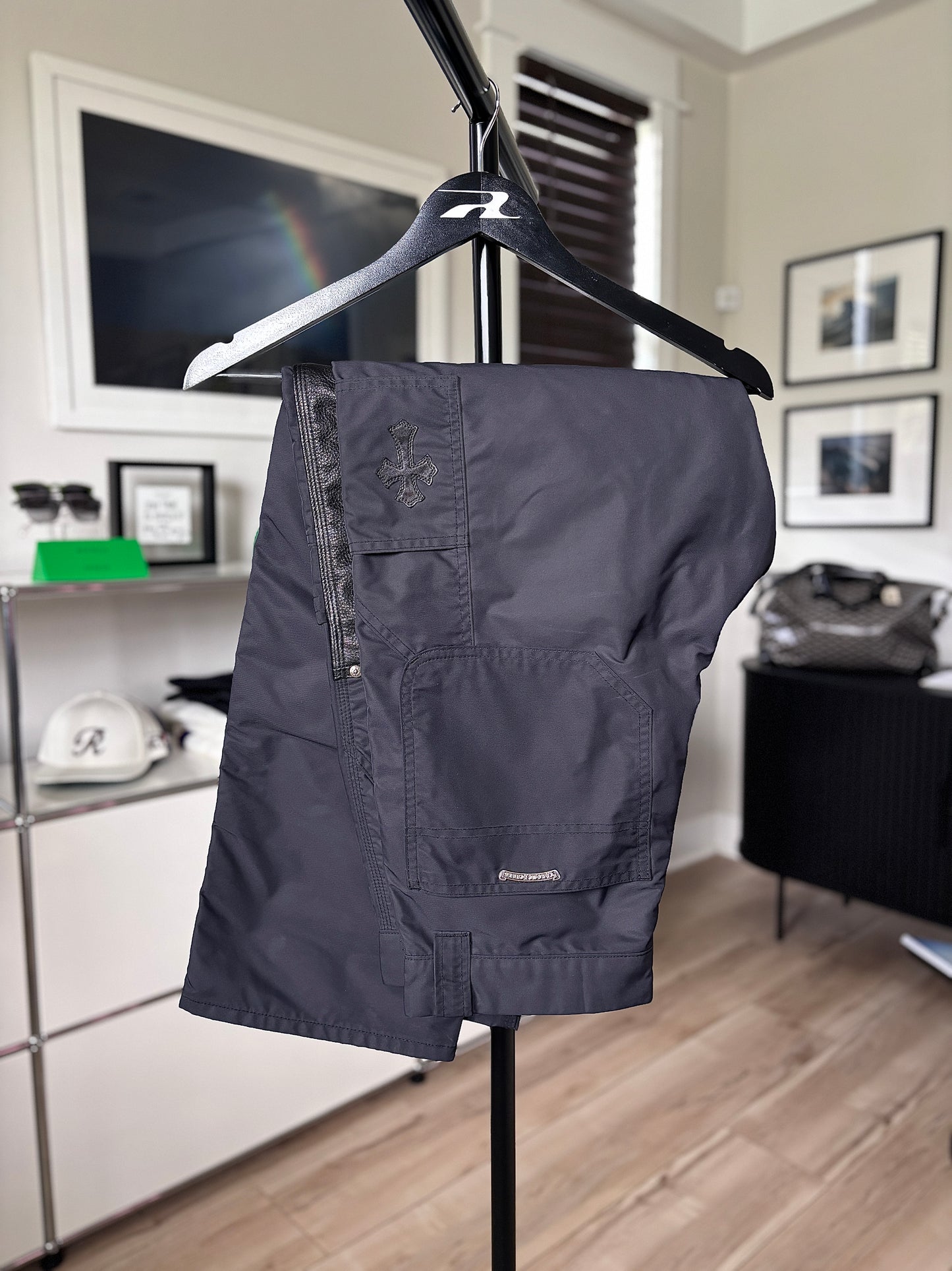 Nylon Leather Patch Carpenter Pants