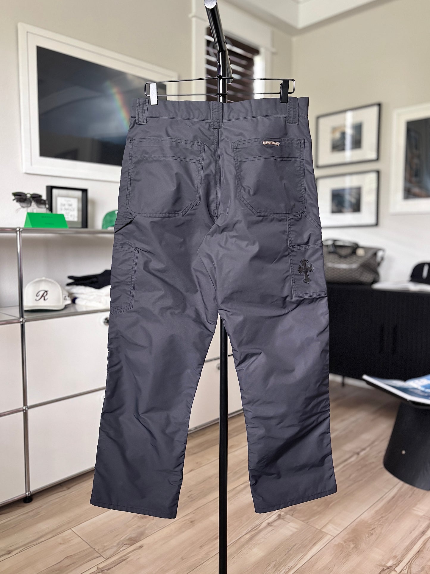 Nylon Leather Patch Carpenter Pants