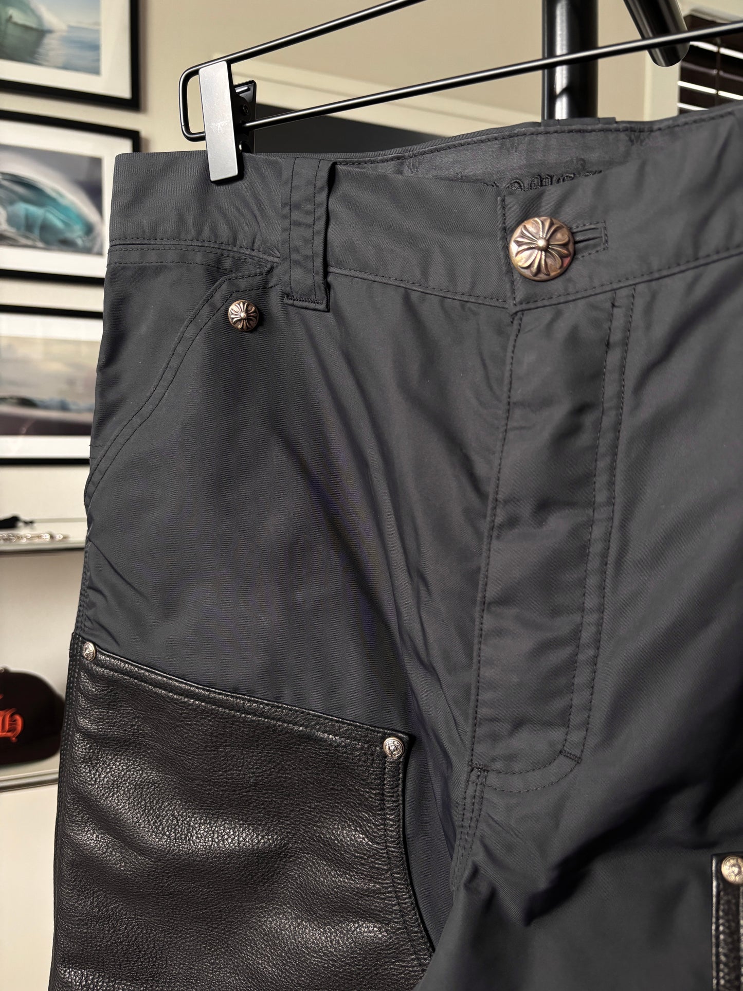 Nylon Leather Patch Carpenter Pants