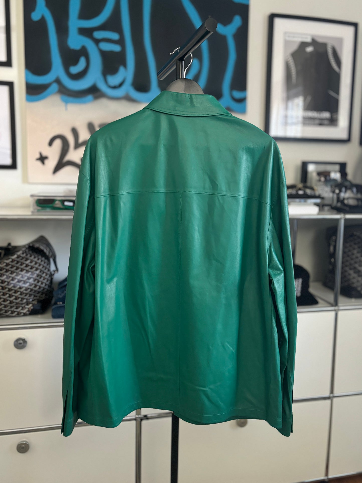 Green Leather Zip Jacket