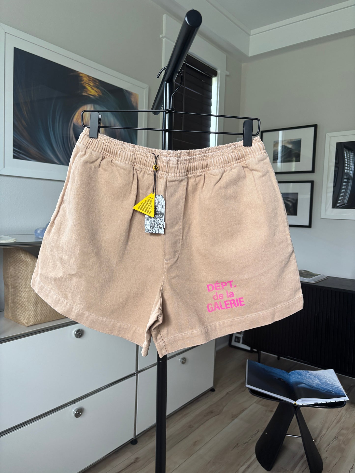 Biege + Pink Logo Zuma Shorts