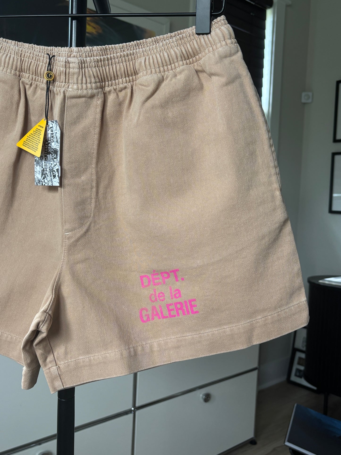 Biege + Pink Logo Zuma Shorts
