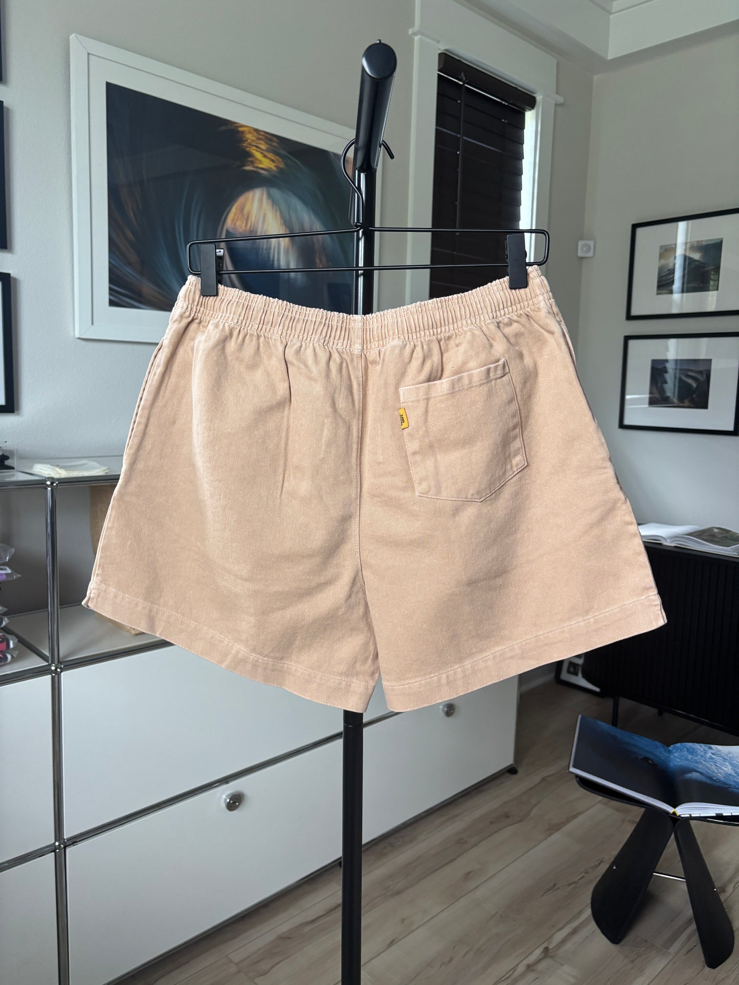 Biege + Pink Logo Zuma Shorts