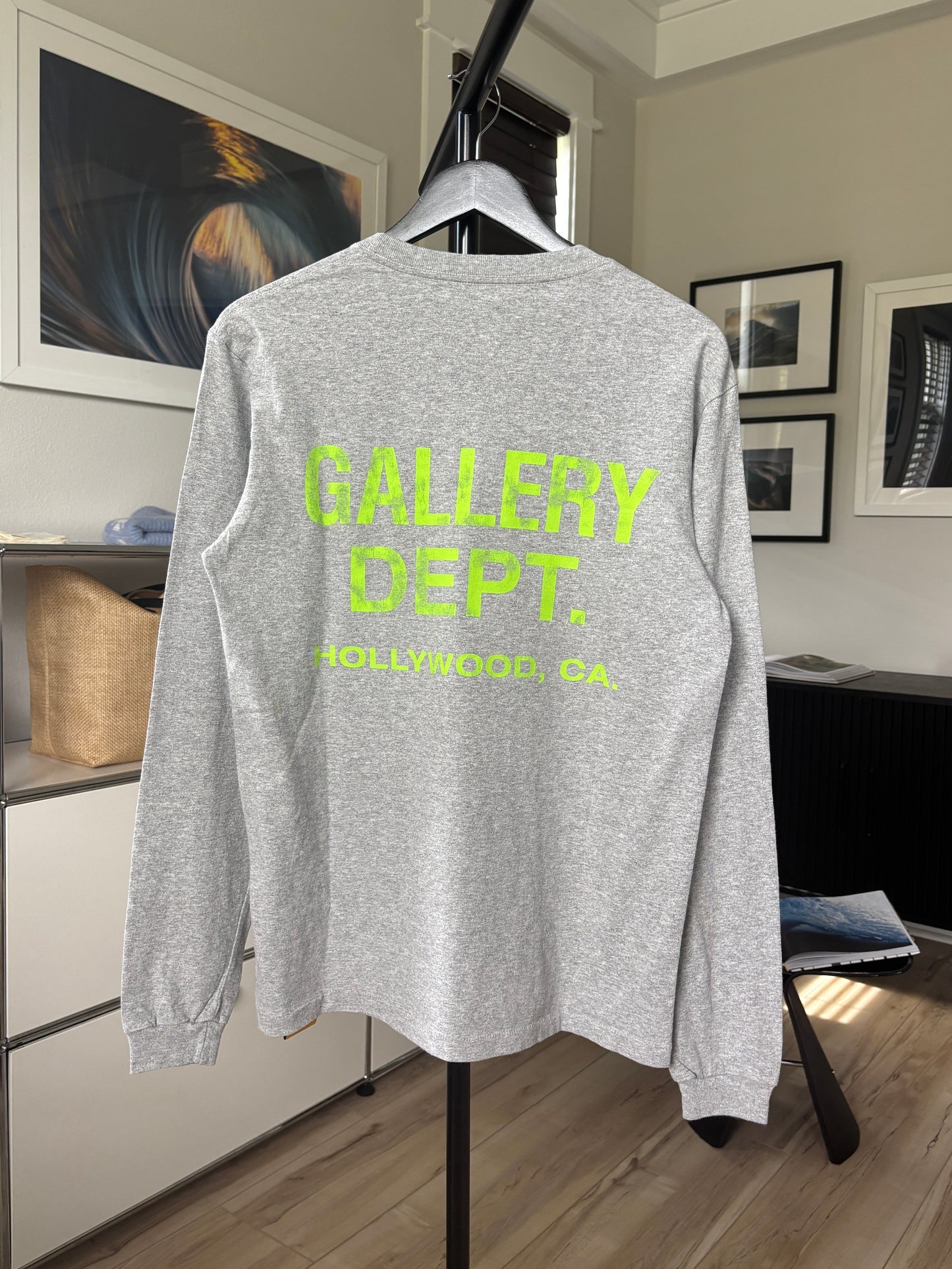 Gray + Neon Green Logo Long Sleeve Tee