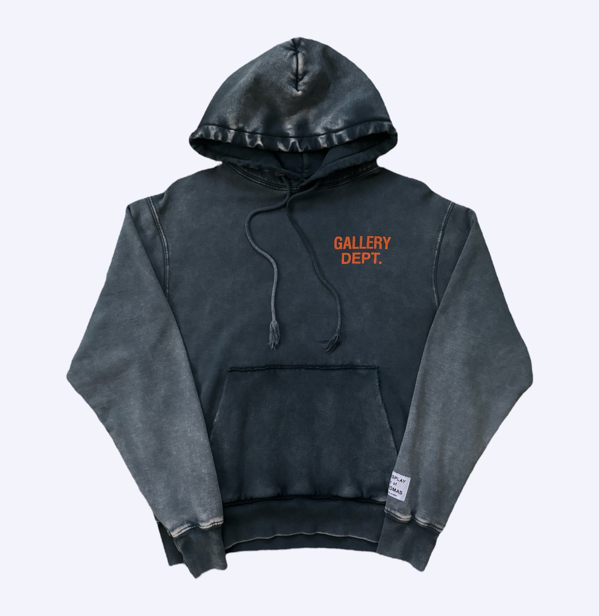 Grey/Washed Gallery Dept. Hoodie w Orange Gallery Logo.