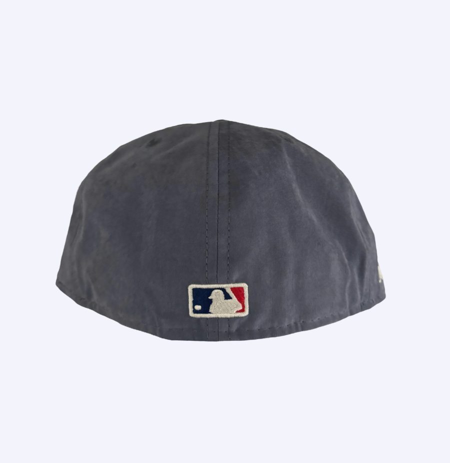 Rear of Grey Suede NY Baseball Cap by Aime Leon Dore