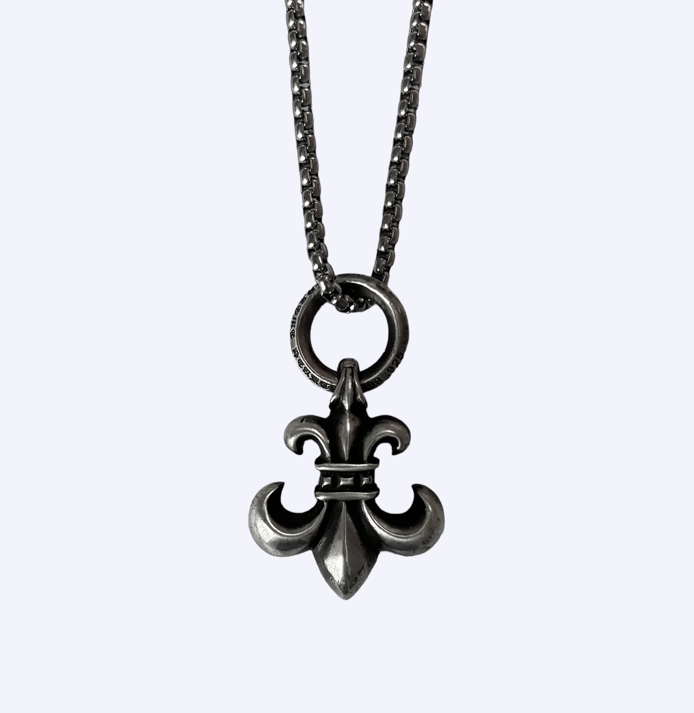 Front of Chrome Hearts Heavy Big Fleur Cuban Necklace in Silver