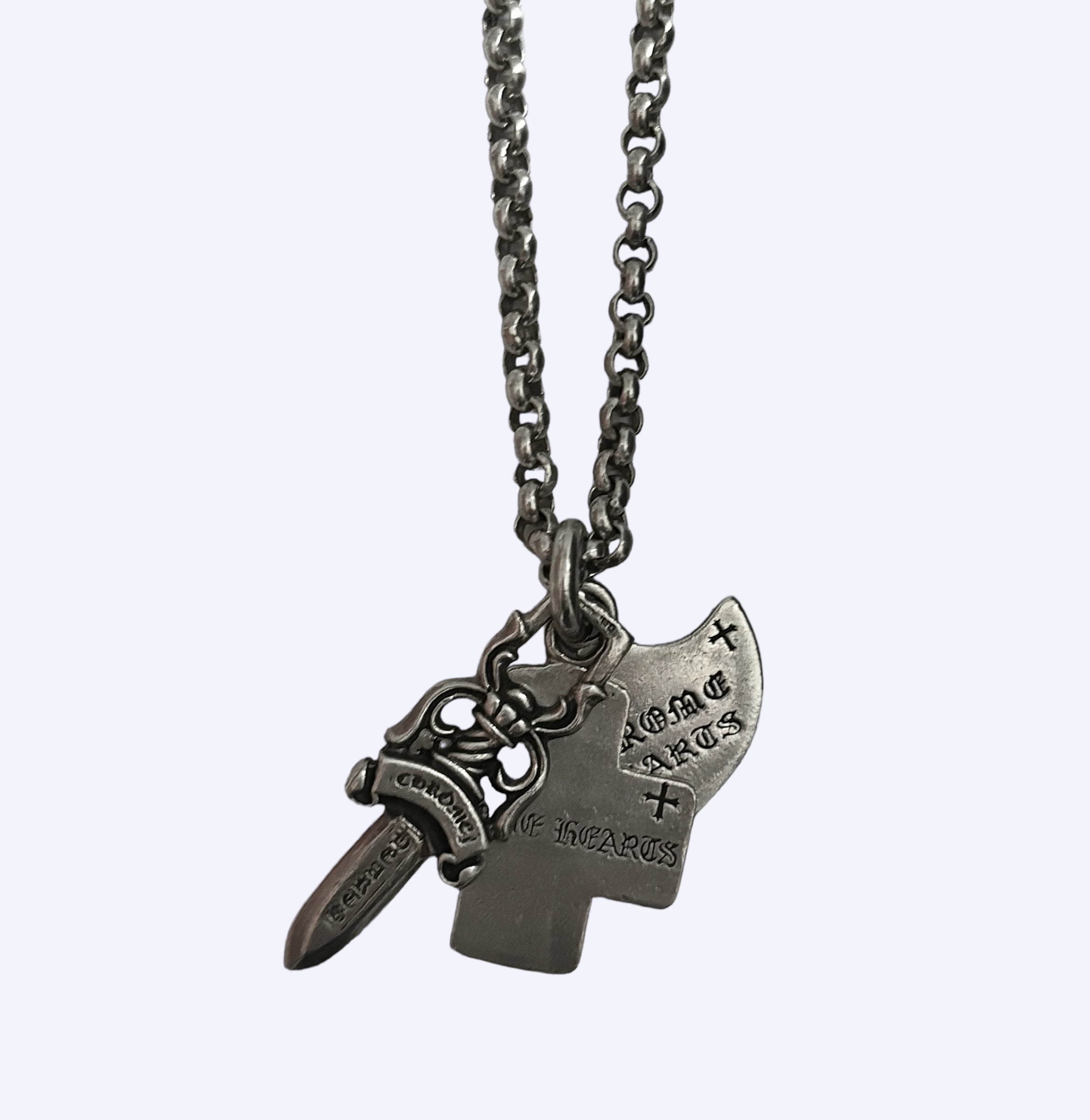 Chrome Hearts 3 set pendant w thick chain