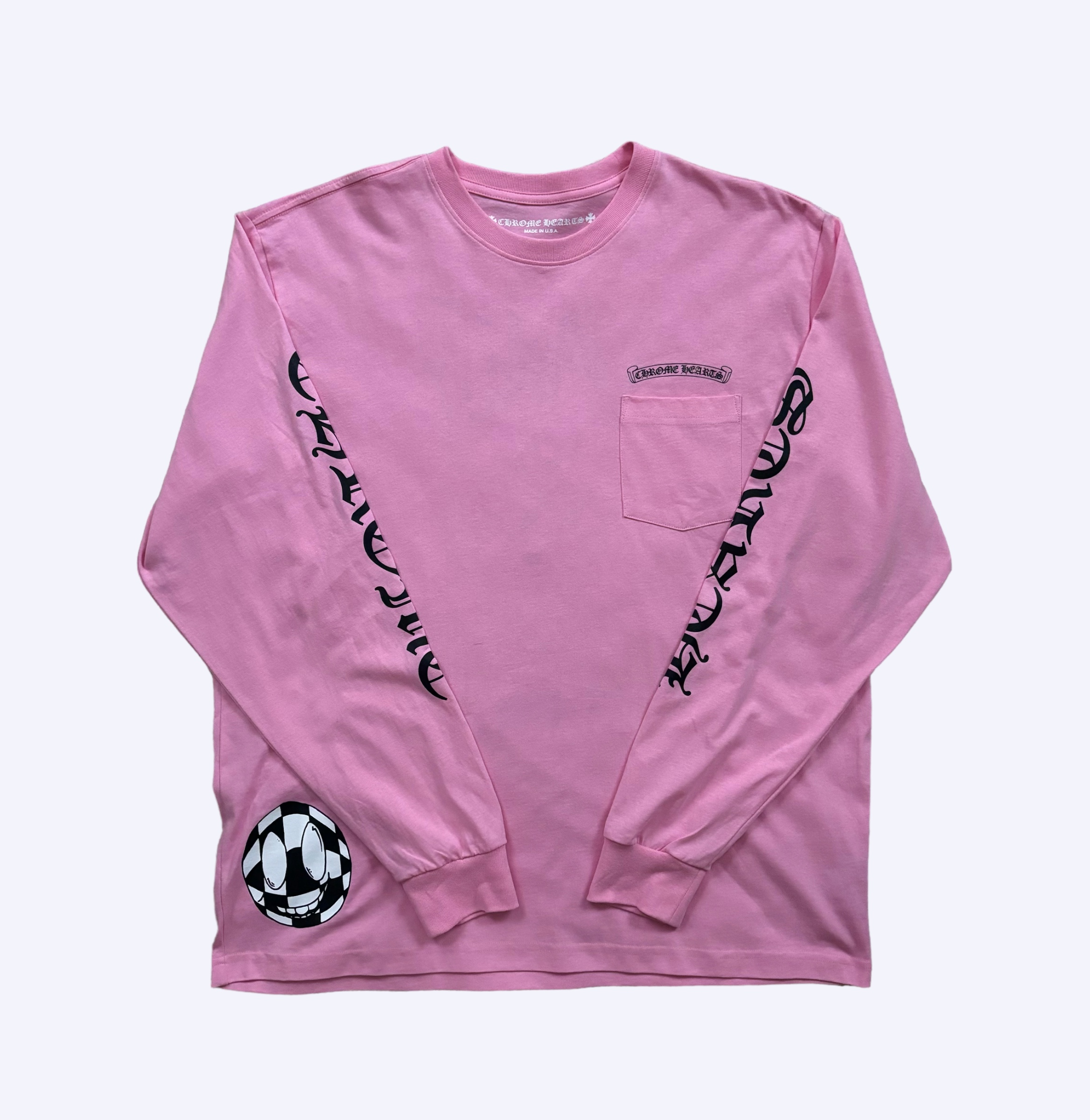 front of chrome hearts xxl pink vanity affair long sleeve tee