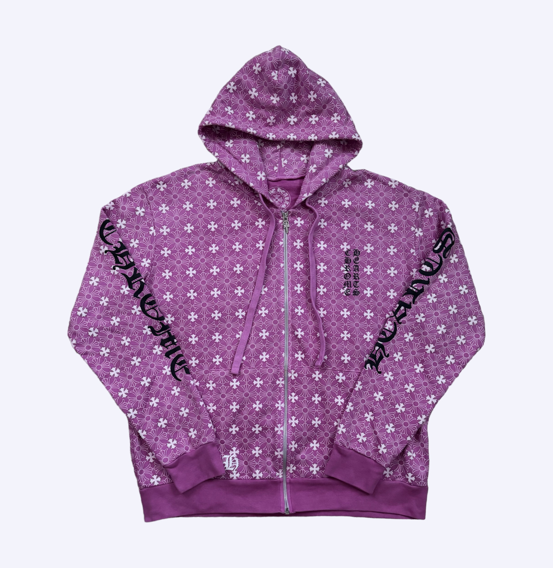 Chrome Hearts Pink Dagger Zip Up Hoodie Front