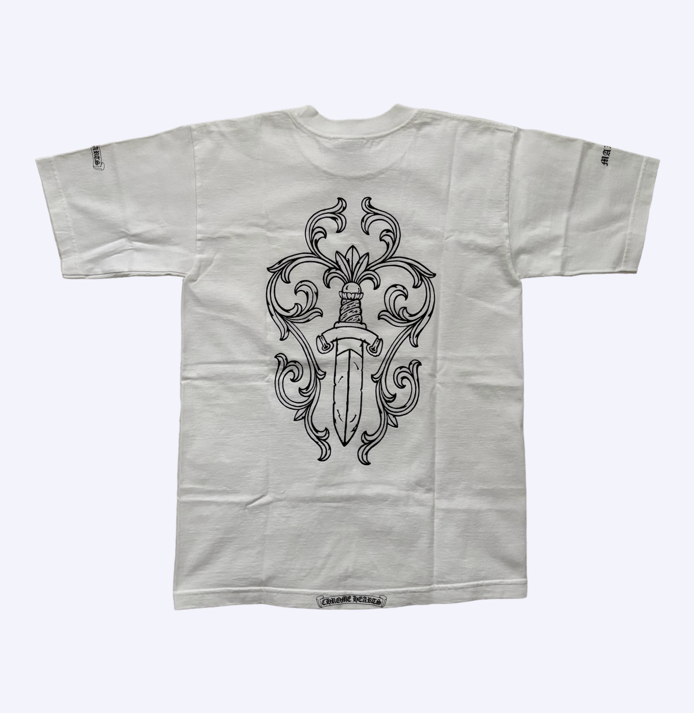 Vintage 90's Chrome Hearts Maxfield Scroll/Dagger Tee in white