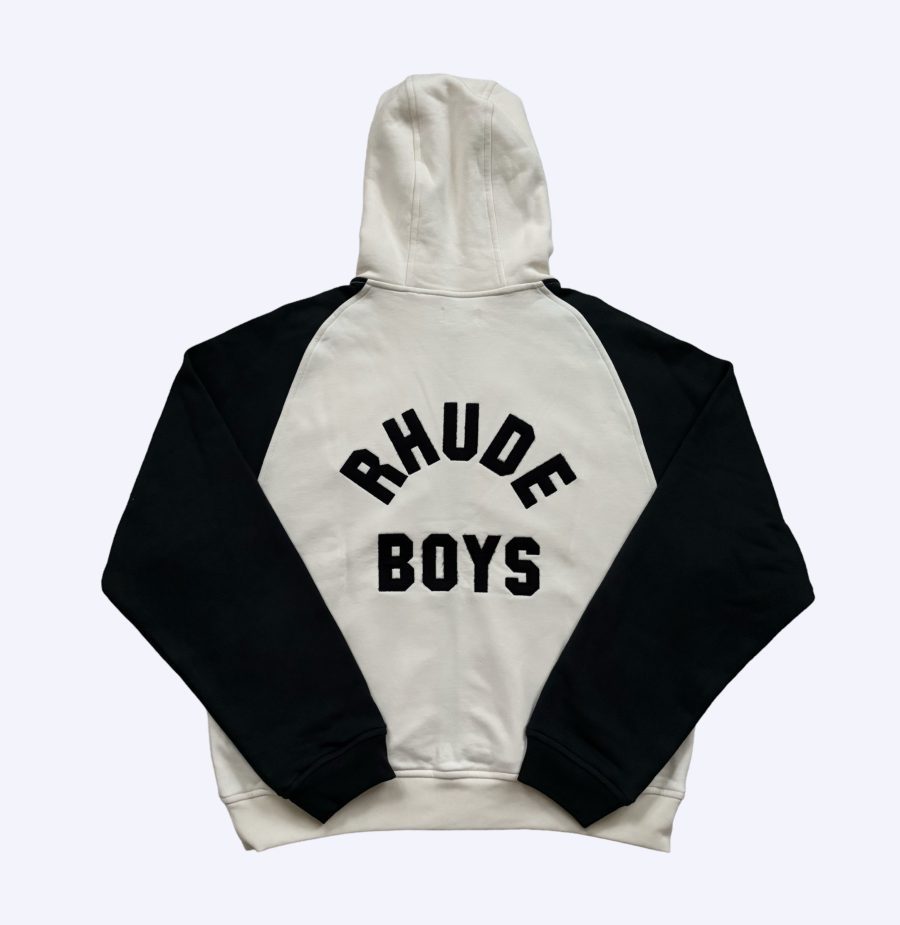 Rear of "Rhude Boys" Exclusive Pill zip hoodie