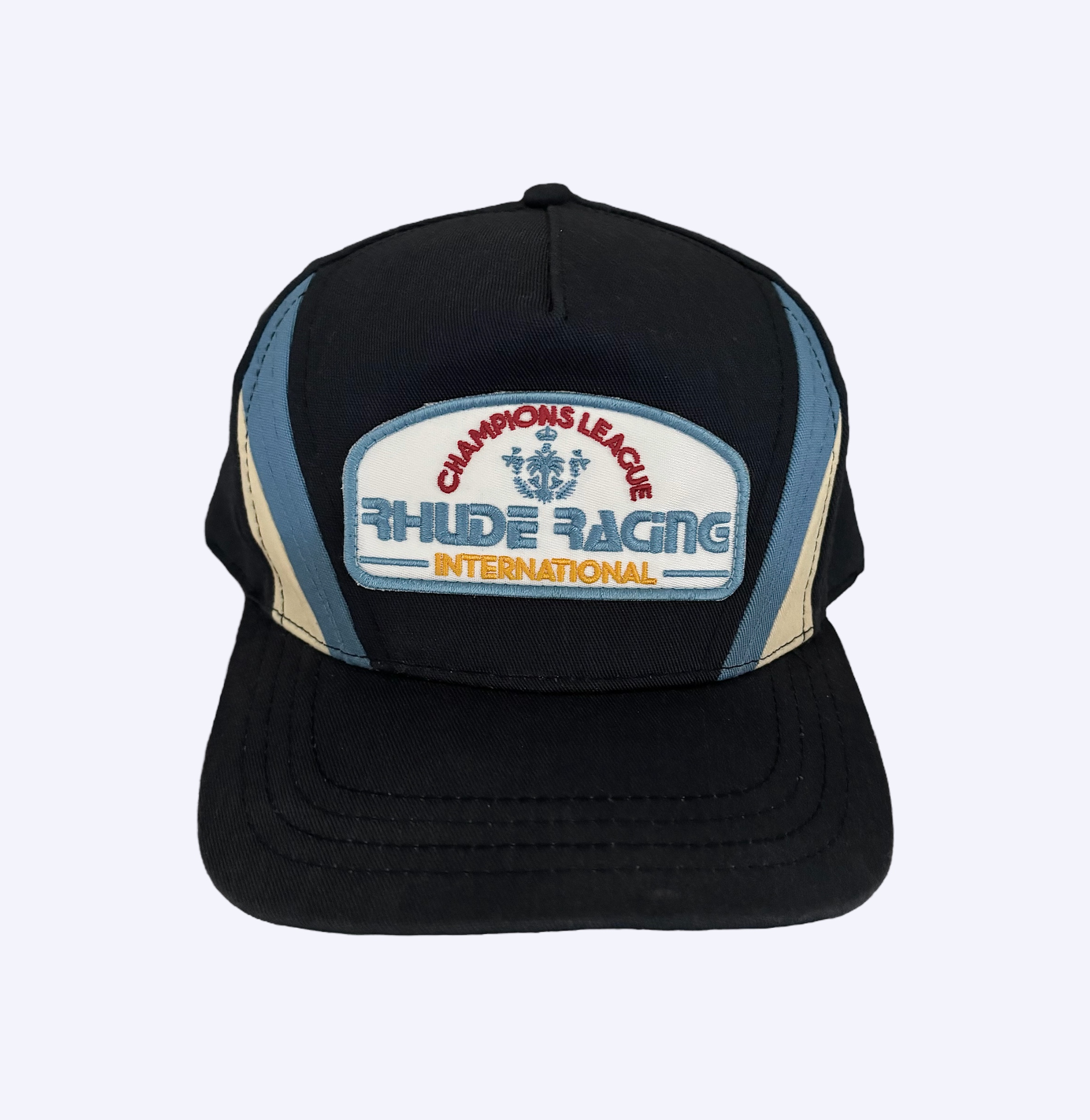 Black/Blue Rhude Racing Patch snapback Hat