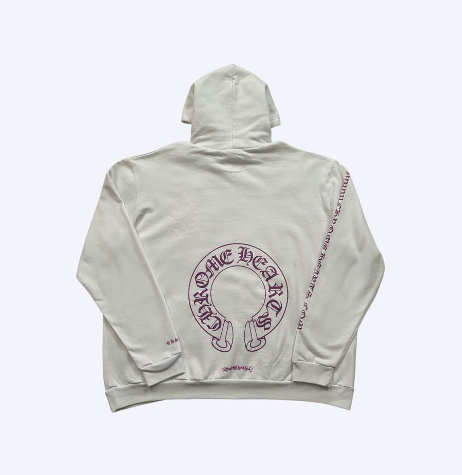 Rear of Chrome Hearts Exclusive Glitter Horsehoe Hoodie