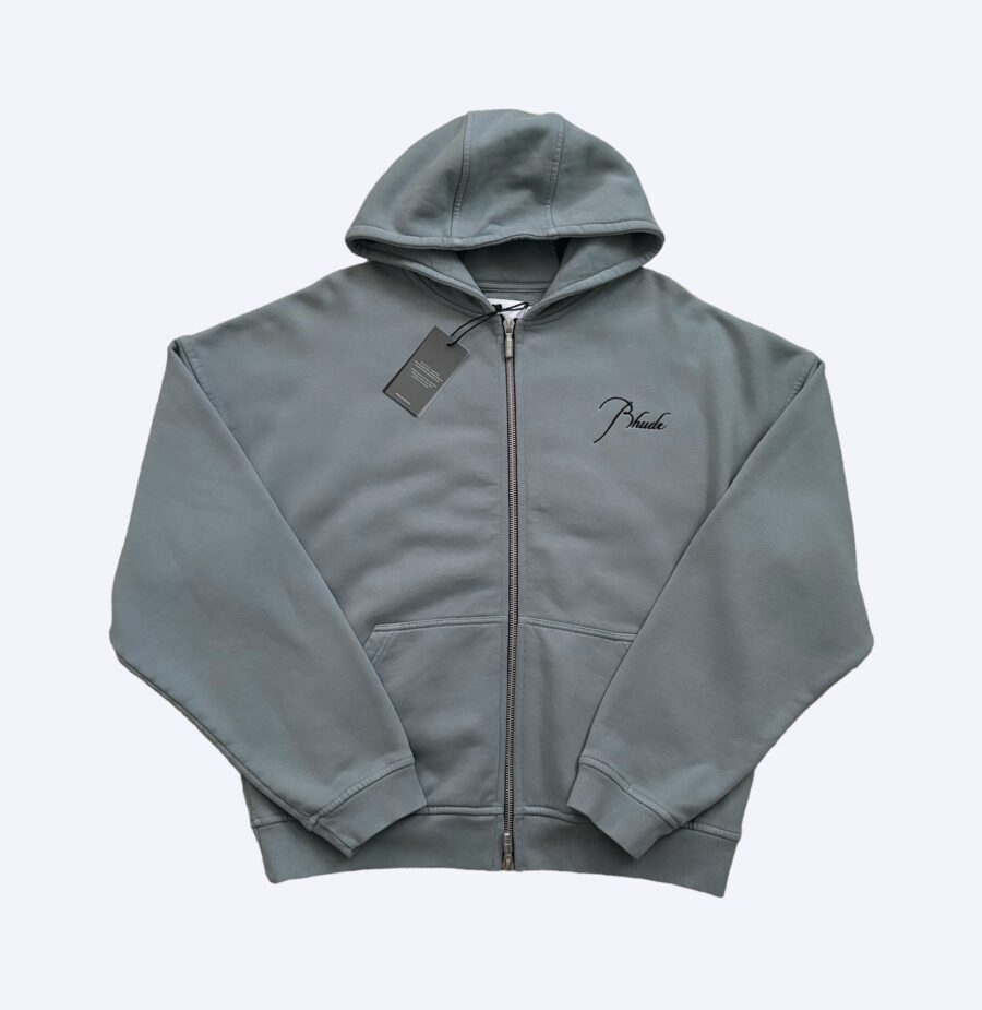 Rhude Embroidered Script Logo Zip Up Hoodie