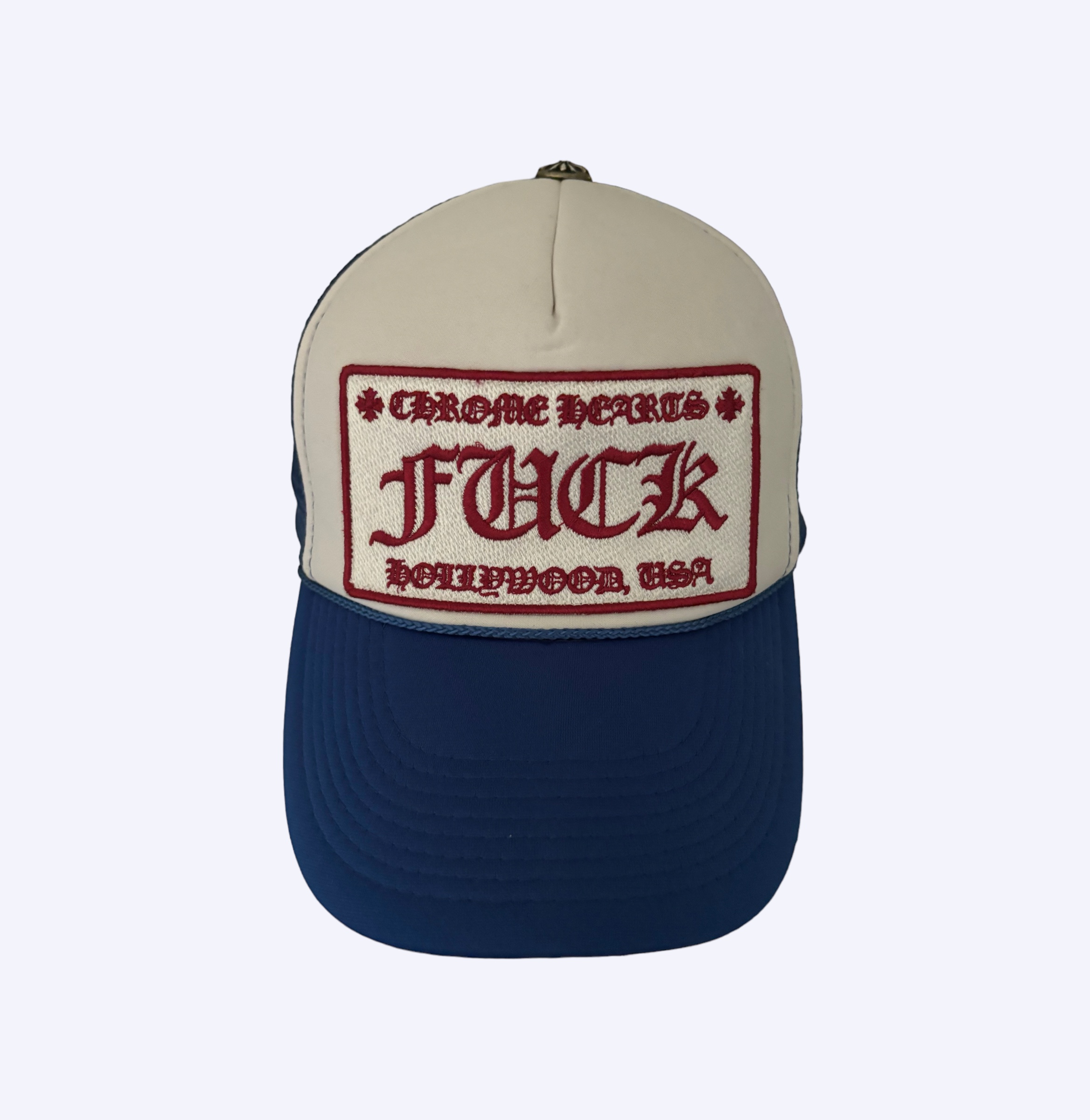 Chrome Hearts Blue | Red FUCK Hollywood Hat