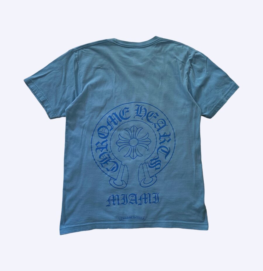 Chrome Hearts Miami Exclusive Baby Blue Horseshoe Tee Rear