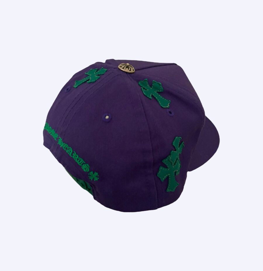 Chrome Hearts Purple:Green Leather CH Cross Snapback Rear