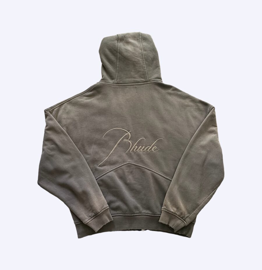 Rhude Washed Script Logo Zip Hoodie Rear