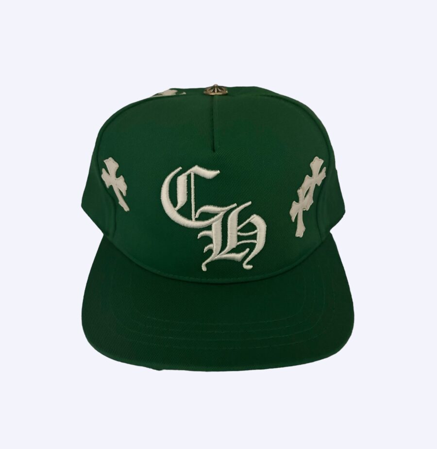 Chrome Hearts Green Leather Cross Snapback