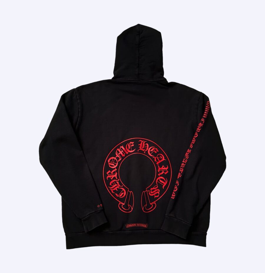 Chrome Hearts Blood-Red Horseshoe Hoodie Rear